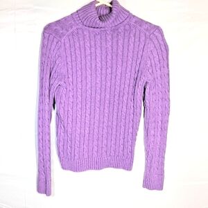 Women's L.L. Bean Small Light Purple Cable Knit Textured Turtleneck